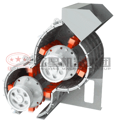 雙級(jí)破碎機(jī)破碎物料示意圖 雙級(jí)破碎機(jī)破碎物料示意圖